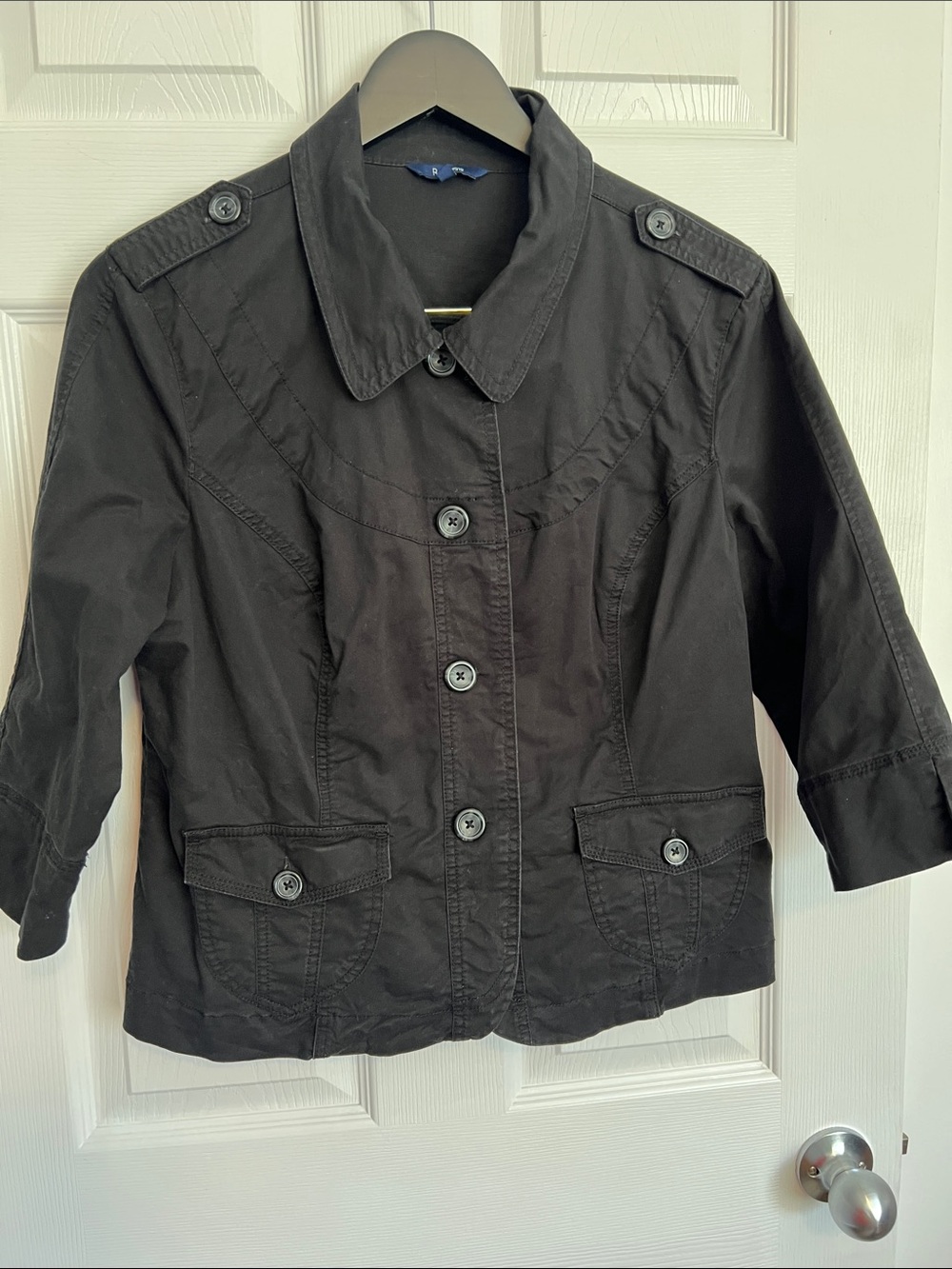 Reitmans Black Utility Button-Front Jacket with Epaulets